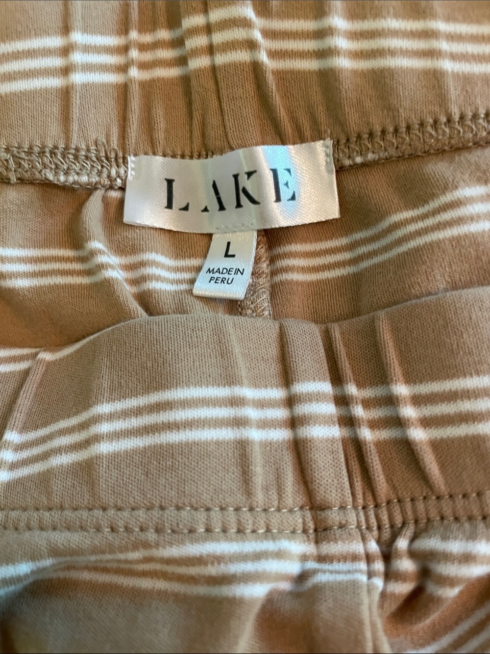 Women's Tan Striped Pajama Set with Contrast Pocket - Picture 4 of 7